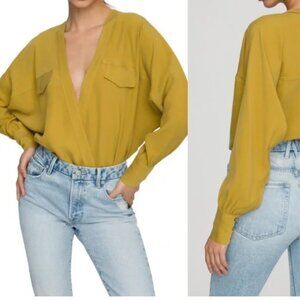 Good American Utility Wrap Bodysuit in Golden Olive